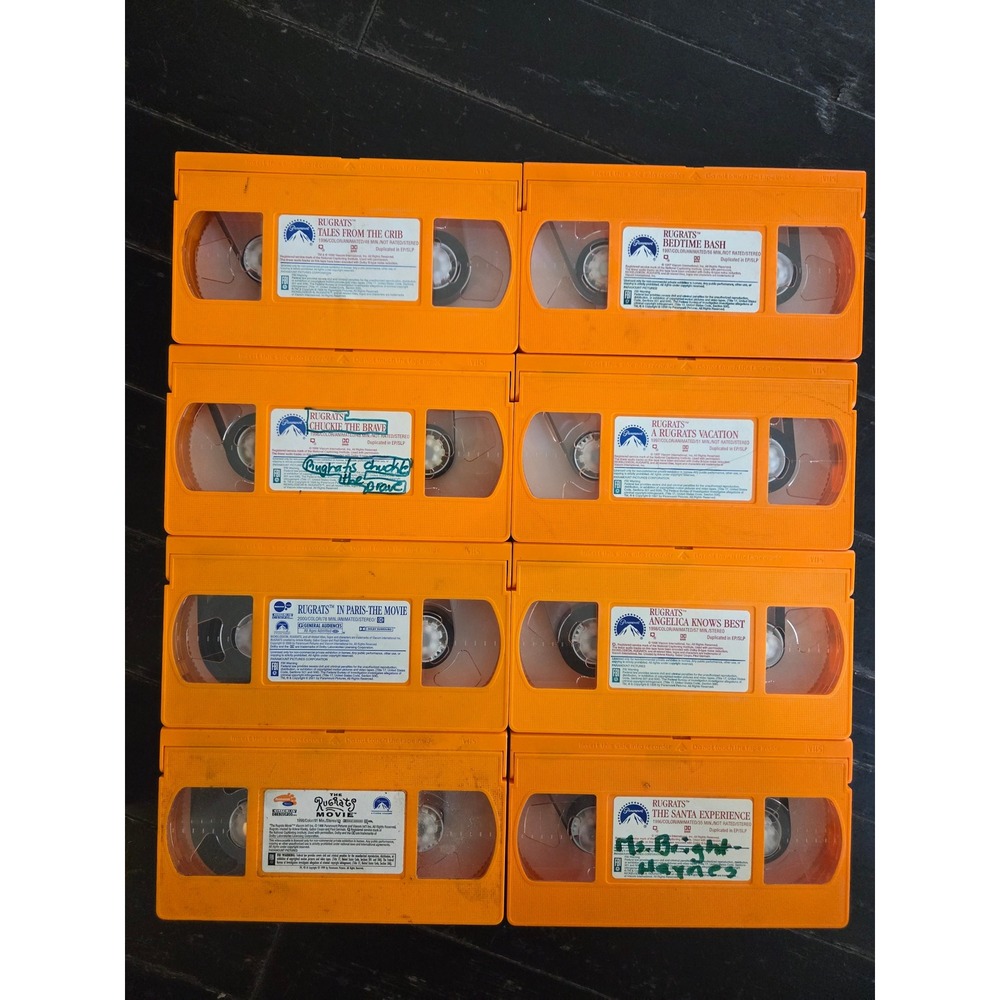 Rugrats VHS Lot of 8 Orange Tapes Nickelodeon Movies & Episodes 90s Vintage